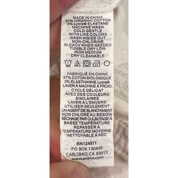 Prana Womens Tess White Cotton Shorts Size 10 With 3" Inseam - Picture 9 of 9